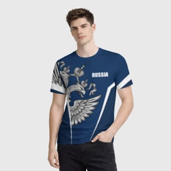 Мужская футболка 3D Спортивная Россия синий - фото 2