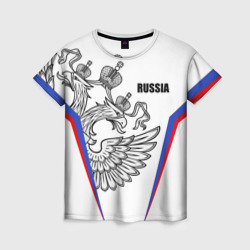 Женская футболка 3D Спортивная Россия белый
