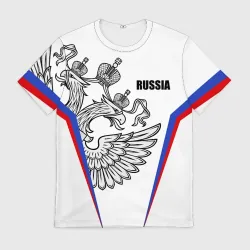 Мужская футболка 3D Спортивная Россия белый