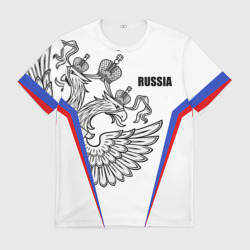 Мужская футболка 3D Спортивная Россия белый