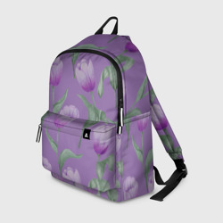 Рюкзак 3D Фиолетовые тюльпаны с зелеными листьями