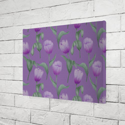 Холст прямоугольный Фиолетовые тюльпаны с зелеными листьями - фото 2