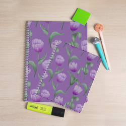 Тетрадь Фиолетовые тюльпаны с зелеными листьями - фото 2