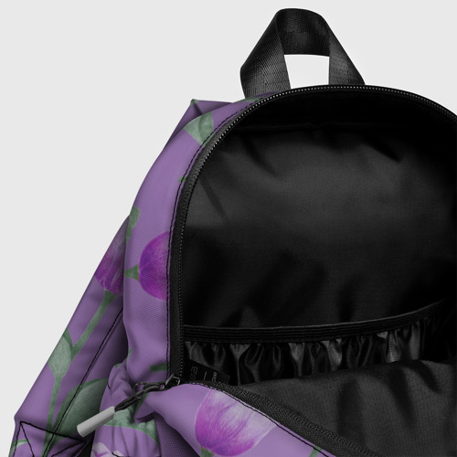 Детский рюкзак 3D Фиолетовые тюльпаны с зелеными листьями - фото 6