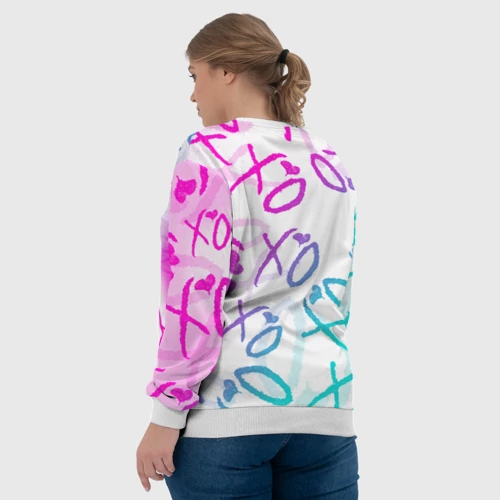 Женский свитшот 3D с принтом The Weeknd, Xo, вид сзади #2