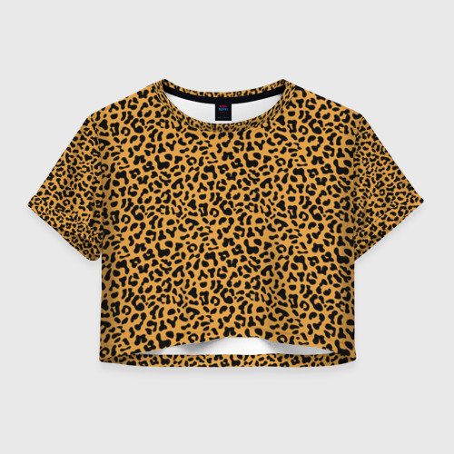 Женская футболка Crop-top 3D Леопард Leopard, цвет 3D печать