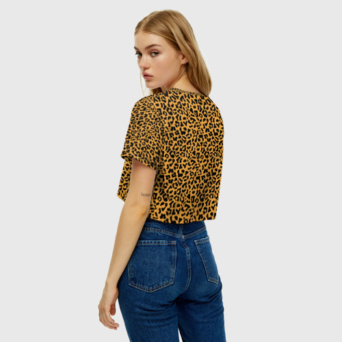 Женская футболка Crop-top 3D Леопард Leopard, цвет 3D печать - фото 5