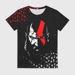Женская футболка 3D God of war Кратос и руны