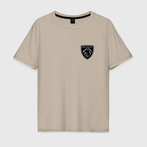 Мужская футболка хлопок Oversize Пежо логотип, цвет миндальный