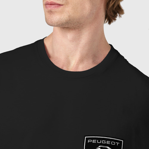 Мужская футболка хлопок Пежо логотип, цвет черный - фото 6