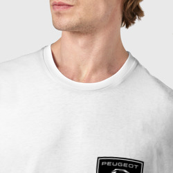 Футболка с принтом Пежо логотип для мужчины, вид на модели спереди №4. Цвет основы: белый