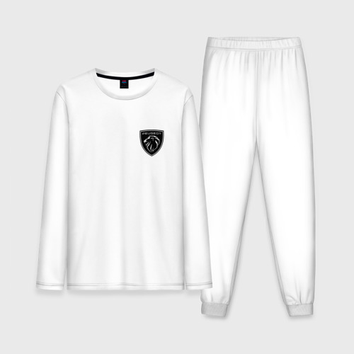 Мужская пижама с лонгсливом хлопок Пежо логотип, цвет белый