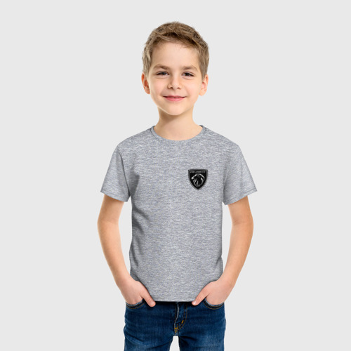 Детская футболка хлопок Пежо логотип, цвет меланж - фото 3