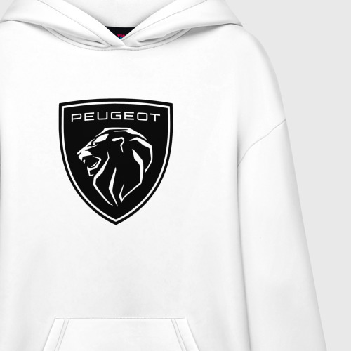 Худи SuperOversize хлопок Peugeot, Пежо новый логотип, цвет белый - фото 3