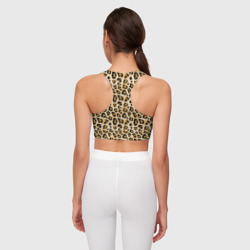 Топ с принтом Пятна Дикого Леопарда для женщины, вид на модели сзади №2. Цвет основы: белый