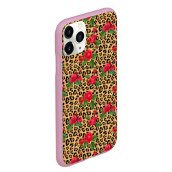 Чехол для iPhone 11 Pro Max матовый Шкура Леопарда в Цветах - фото 2