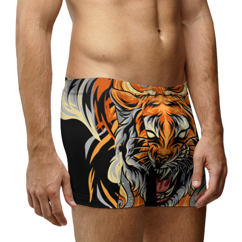 Мужские трусы 3D Символ года тигр в гневе, цвет 3D печать - фото 3