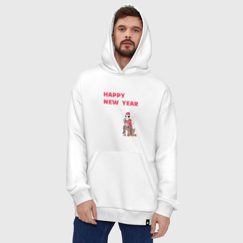 Худи SuperOversize хлопок Ацуши и Акутагава Happy New Year, цвет белый - фото 5