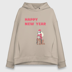 Женское худи Oversize хлопок Ацуши и Акутагава Happy New Year