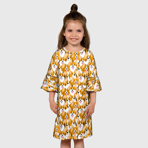 Детское платье 3D с принтом Собаки Корги, вид сбоку #3