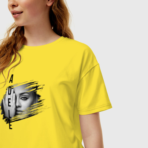 Женская футболка хлопок Oversize Adele лицо, цвет желтый - фото 3