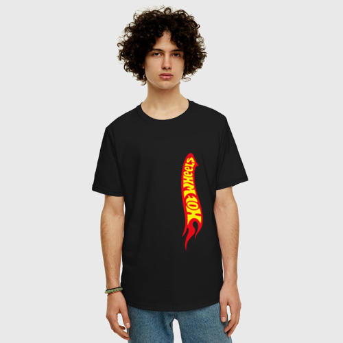 Мужская футболка хлопок Oversize Эмблема | Hot Wheels, цвет черный - фото 3