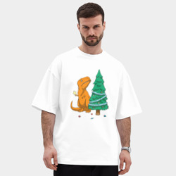 Мужская футболка Oversize хлопок premium Новогодние проблемы Рекса - фото 2