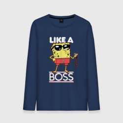 Мужской лонгслив хлопок Like a boss Губка Боб