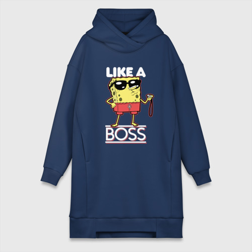 Платье-худи хлопок Like a boss Губка Боб, цвет темно-синий