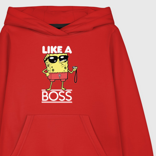 Детская толстовка хлопок Like a boss Губка Боб, цвет красный - фото 3