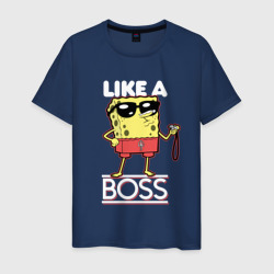 Мужская футболка хлопок Like a boss Губка Боб