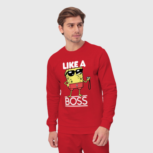 Мужской костюм хлопок Like a boss Губка Боб, цвет красный - фото 5