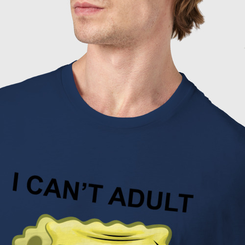 Мужская футболка хлопок I can't adult today Губка Боб, цвет темно-синий - фото 6
