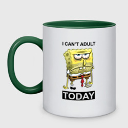 Кружка двухцветная I can't adult today Губка Боб