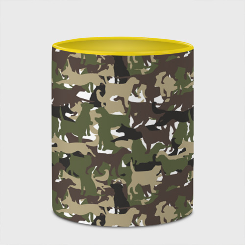 Кружка с полной запечаткой Камуфляж из Собак Camouflage, цвет белый + желтый - фото 4
