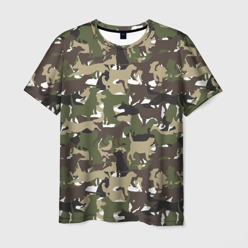 Мужская футболка с принтом Камуфляж из Собак Camouflage, вид спереди №1