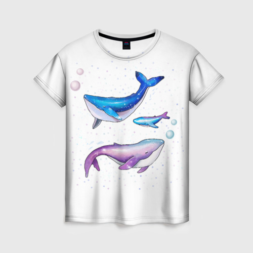 Женская футболка 3D Семья китов, цвет 3D печать