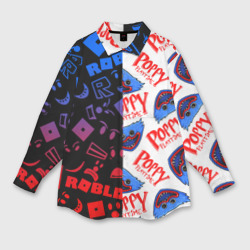 Женская рубашка oversize 3D Roblox x Poppy Playtime Роблокс Поппи плейтайм