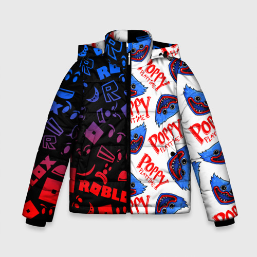 Зимняя куртка для мальчиков 3D Roblox x Poppy Playtime Роблокс Поппи плейтайм, цвет черный