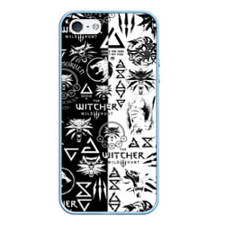 Чехол для iPhone 5/5S матовый The Witcher logoombing Ведьмак паттерн