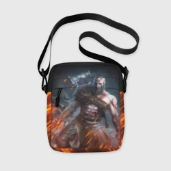 Сумка через плечо 3D Кратос в огне God of war на спине