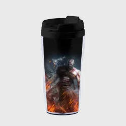 Термокружка-непроливайка Кратос в огне God of war на спине