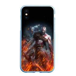 Чехол для iPhone XS Max матовый Кратос в огне God of war на спине