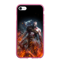 Чехол для iPhone 6/6S матовый Кратос в огне God of war на спине