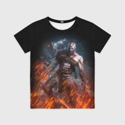 Детская футболка 3D Кратос в огне God of war на спине