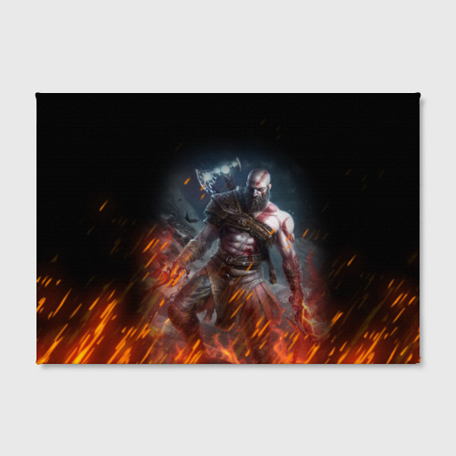 Холст прямоугольный Кратос в огне God of war на спине, цвет 3D печать - фото 2