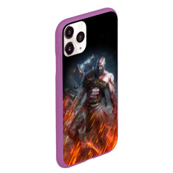 Чехол для iPhone 11 Pro Max матовый Кратос в огне God of war на спине - фото 2