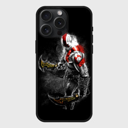 Чехол силиконовый для Apple iPhone 15 Pro Мax матовый Бог войны с мечами, Кратос
