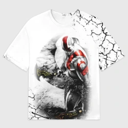 Женская футболка oversize 3D Кратос с мечами, Бог войны