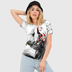 Женская футболка 3D Slim Кратос с мечами, Бог войны - фото 2